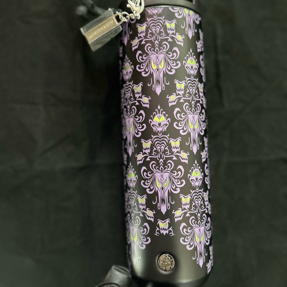 Disney Parks Haunted Mansion Starbucks Travel Tumbler with Bat accessory NWT - Picture 12 of 12